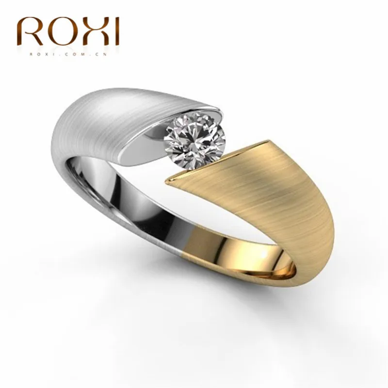 ROXI Wedding Rings For Women Lover Gold Couple Rings Wedding Bands Color Separation Engagement Party Jewelry Anillos Mujer