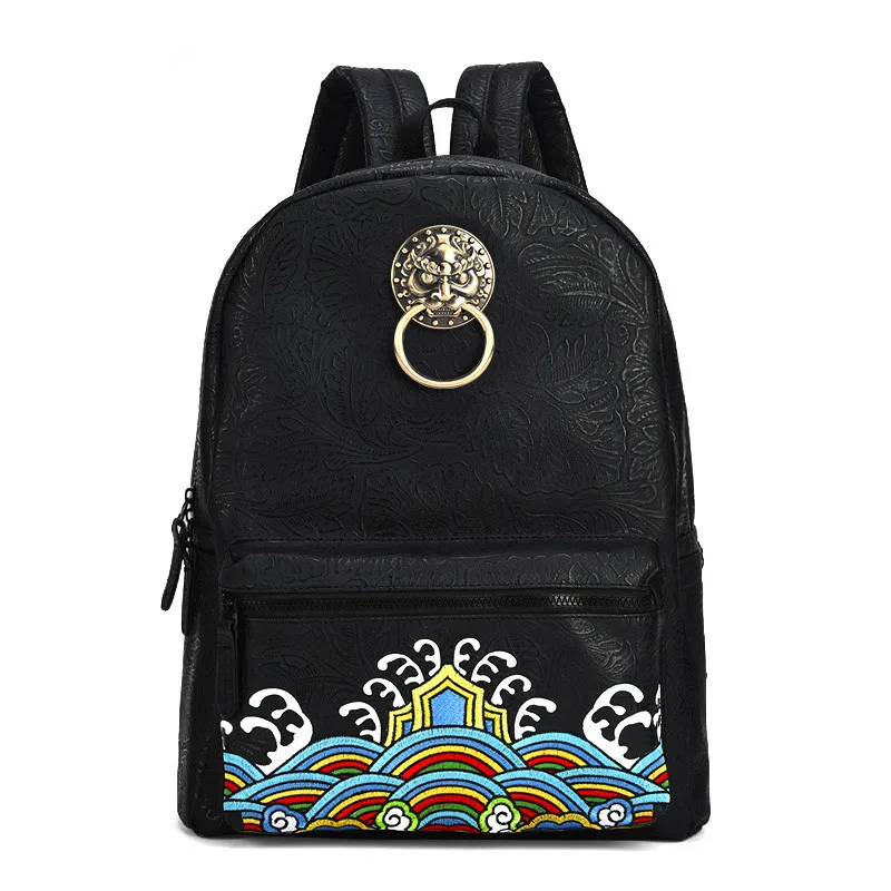 China Famous Brand Vintage Men/Women Backpack School Bags Embroidery Waterproof Laptop Back Pack Student Bagpack for Teenager