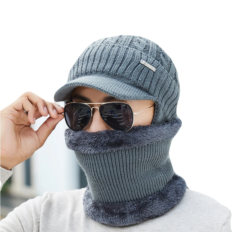 Головные уборы Skullies Beanies Для мужчин шарф вязаная шапка для мужчин больших капор теплая шерсть толстые зимние шапки для мужчин Для женщин Шапка-бини