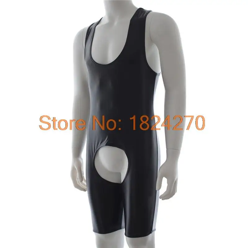 Искусственная кожа с открытой промежностью облегающее боди сексуальное нижнее