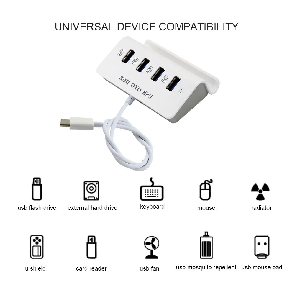 Original Type-C USB 3.0 HUB 4 Ports OTG Splitter With Phone Holder High Speed 5Gbps Adapter For Macbook Accessories | Компьютеры и