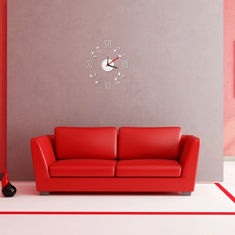 Креативные музыкальные нотки настенные наклейки часы время обои сделай сам
