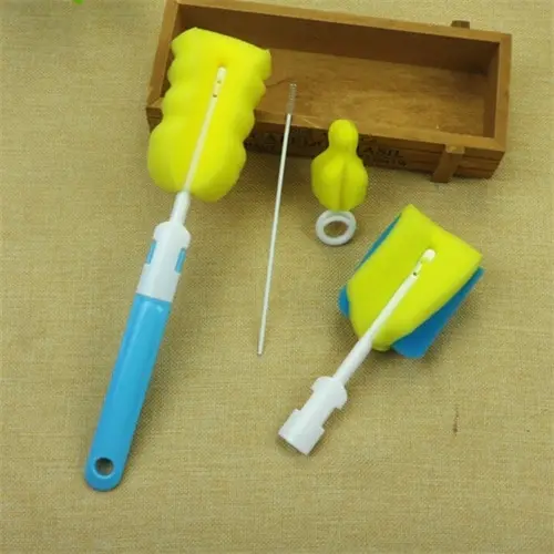 4 Pcs Blue 4 шт./лот, съемная щетка для чистки бутылочек, губка, пластиковый носик, трубка для молочной воды, для новорожденных, губка для чистки бутылочек, щетка для очистки - Цвет: 4 Pcs Blue