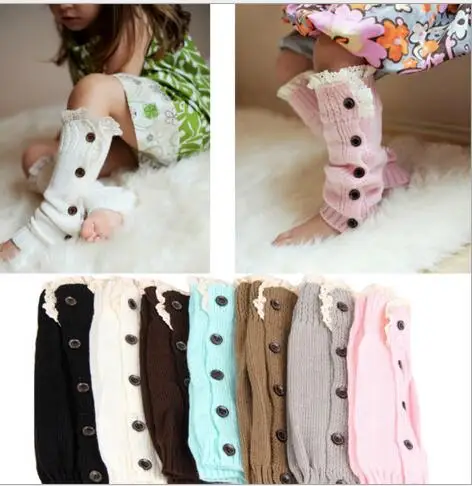 1 пара вязаные гетры с кружевом для маленьких девочек пуговицами можно носить как