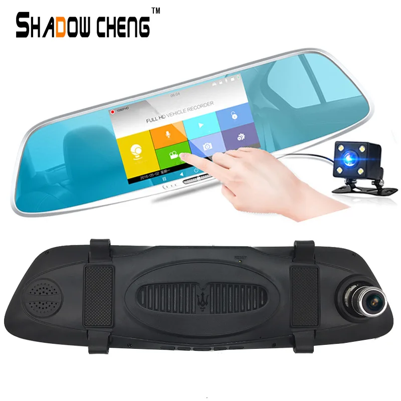 FHD 1080 P камеры автомобиля 5.0 "IPS Сенсорный экран зеркало заднего вида Камера
