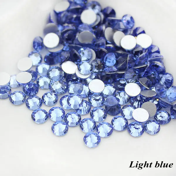 Light blue SS3(1,3 мм) Красочные 1440/шт 3D foild плоские с оборота Стразы клеевые бусины на не горячей фиксации прозрачный дизайн ногтей цветные хрустальные стразы - Цвет: Light blue