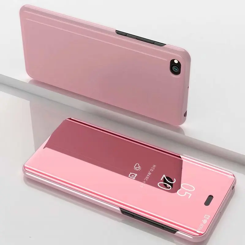 Pink Чехол для Xiaomi Redmi GO, роскошный умный зеркальный Флип Прозрачный чехол для Xiomi RedmiGO, аксессуар для Redmi 5A, Fundas Coque - Цвет: Pink