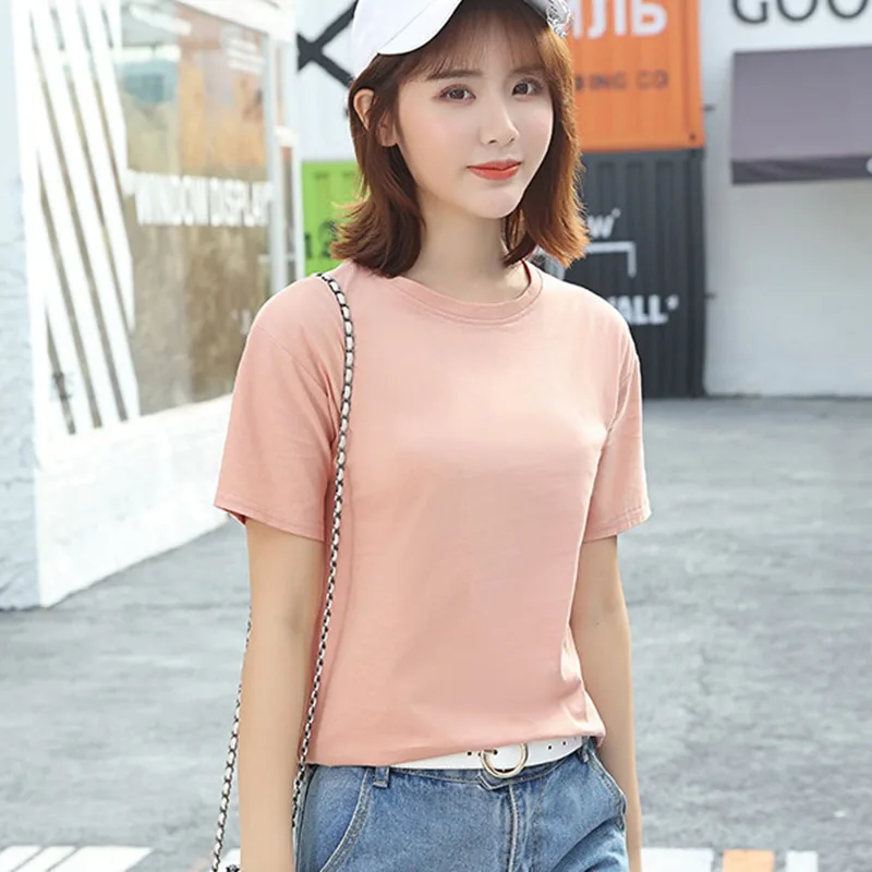 

Women V-Neck Solid Short Sleeve Loose T-Shirt Women Short Sleeve Female Tops J1