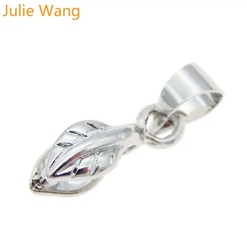 Julie Wang 6 шт. 16x7 мм белые медные зажимы в форме листьев зажим крючок коннектор