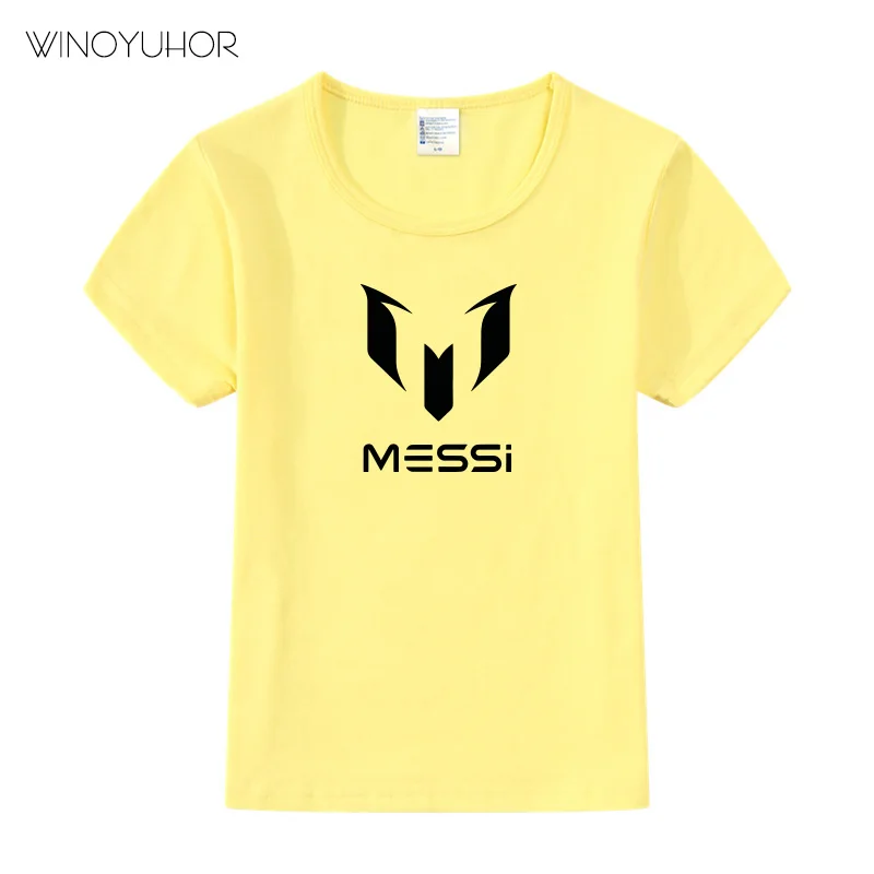 Футболка с Месси для мальчиков и девочек хлопковые топы круглым вырезом детская