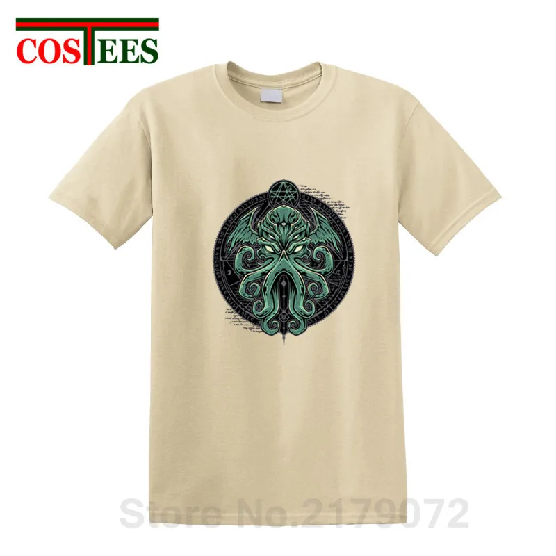 Футболка с принтом ужасов Cthulhu Мужская футболка Осьминогами Ктулху хлопковая