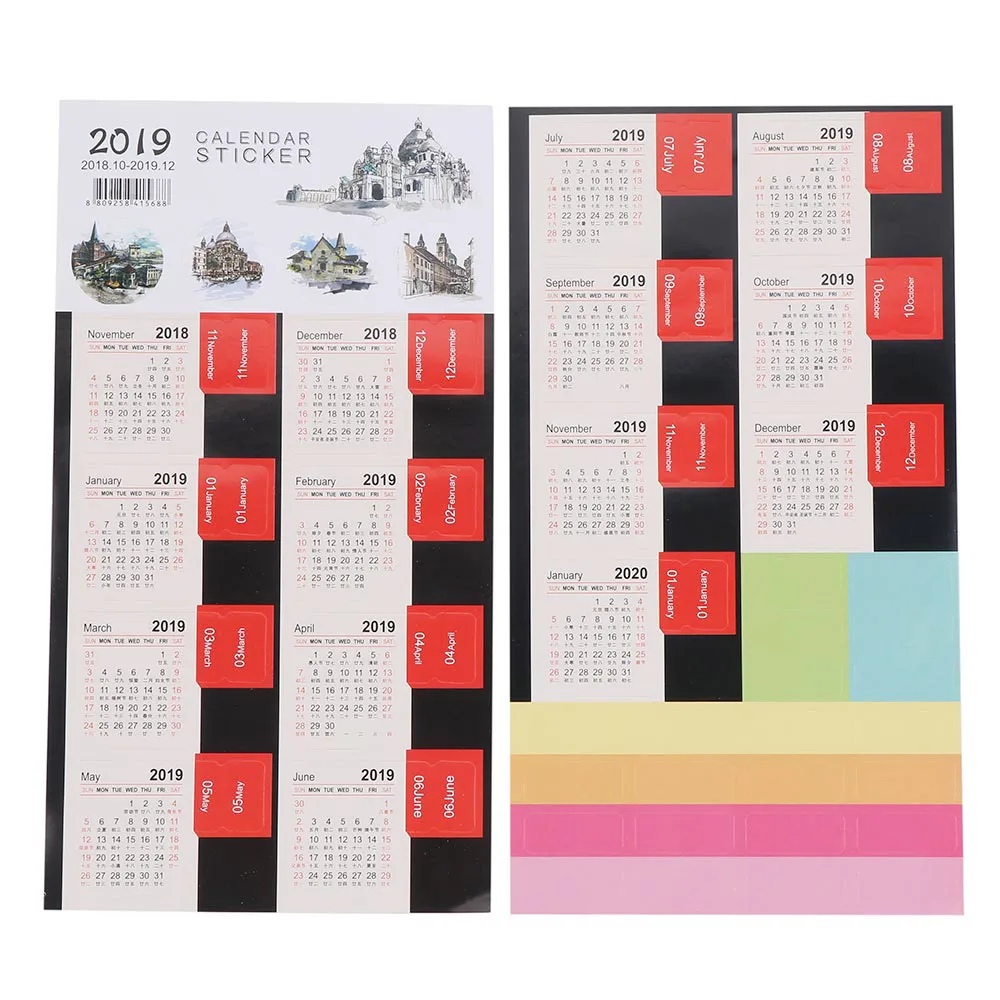 2 шт./упак. календарь 2018-2019 Мини корейские канцелярские декоративные наклейки