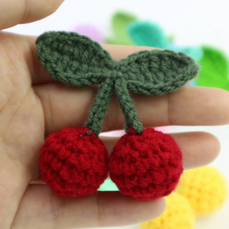 Wholesale(50 pieces/lots) Handmade DIY Knitting Craft Cotton Yarn Cherries Design for Clothing Sweater Decoration Accessories | Дом и сад