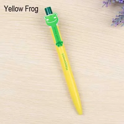 Yellow Frog Милые шариковые ручки Kawaii, школьные и офисные принадлежности, забавные мультяшные животные, кот, Бабочка, обезьяна и лягушка, радужные канцелярские принадлежности для студентов - Цвет: Yellow Frog