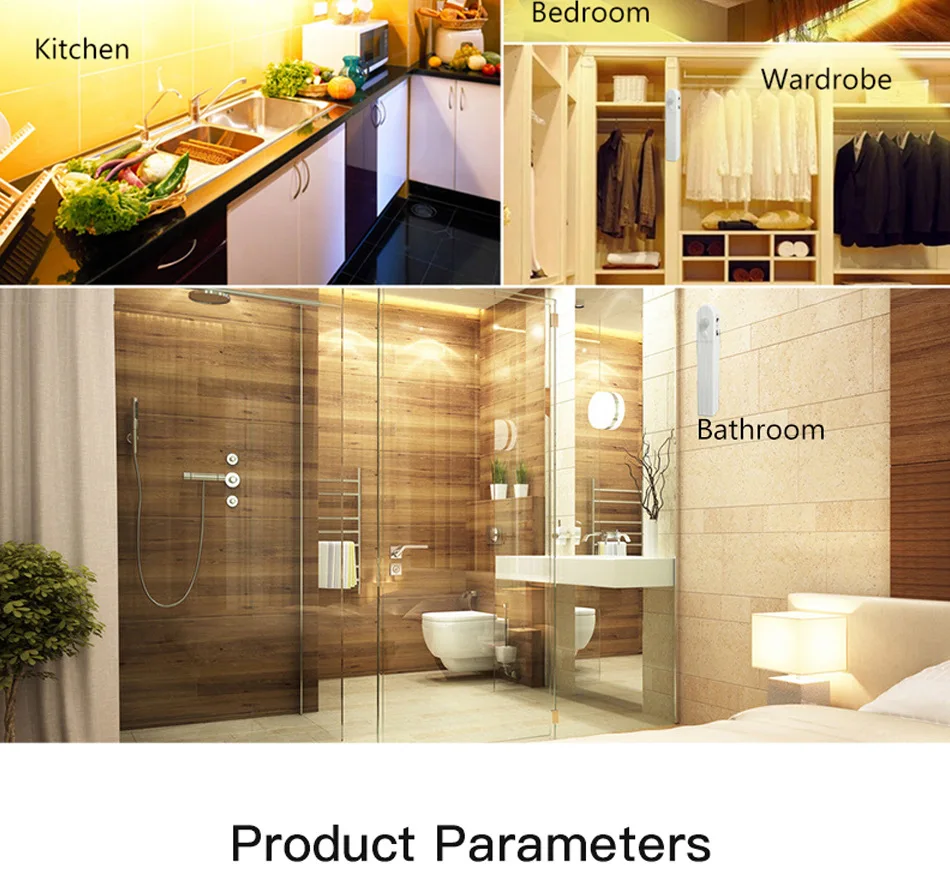 2 шт. батарейный силовой светильник для шкафа с датчиком движения PIR 1 м/2 м/3 м 30