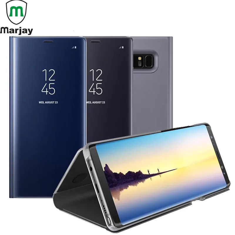 Marjay Clear View зеркало Smart Case для samsung Galaxy Note 9 8 S9 S8 S7 S6 Edge Plus J3 J5 J7 ЕС A3 A5 A7 2017 флип чехол