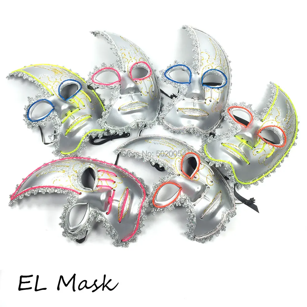 Новинка маска на Хэллоуин светящаяся EL wire Masque светодиодный неоновый светильник