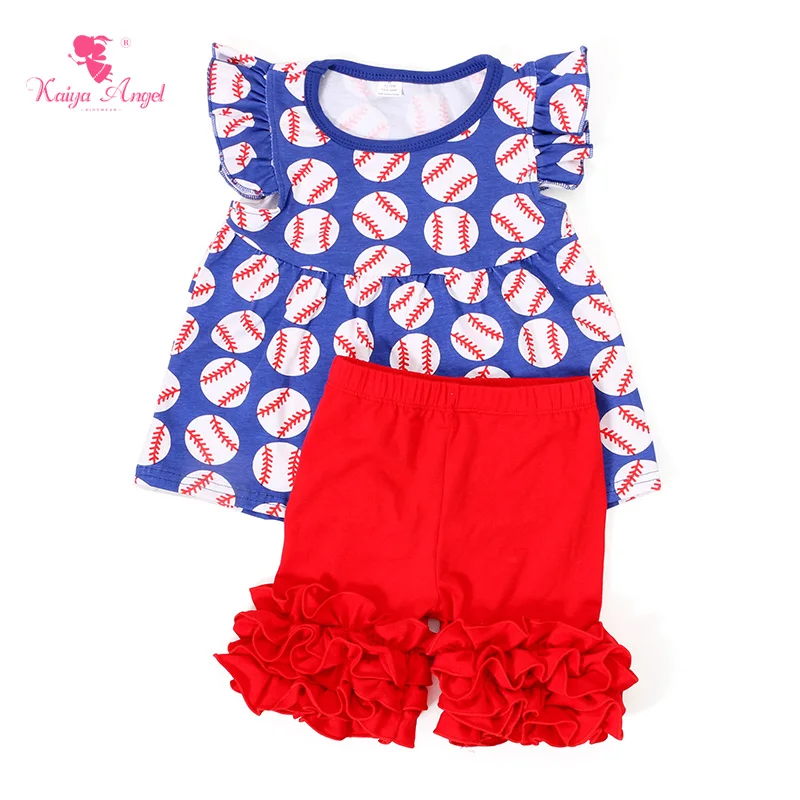 2018 комплект одежды для девочек летняя бейсбольная рубашка красные шорты