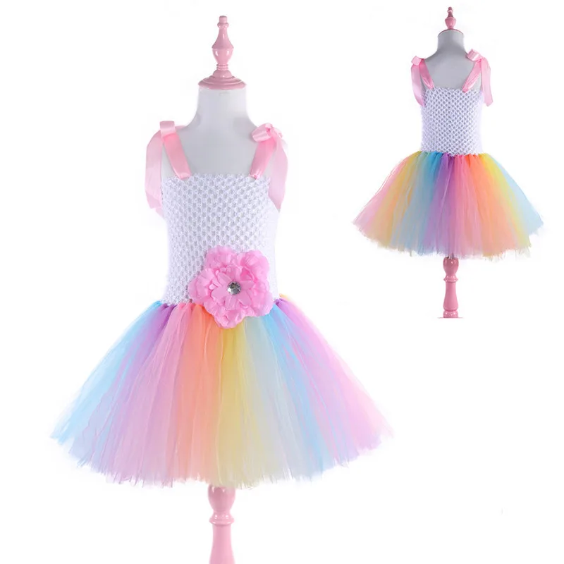 Children Girl white Color Tutu Dress Princess Halloween Dresses Little Girls Up Fancy Tutus Baby Christmas Clothing | Детская одежда и