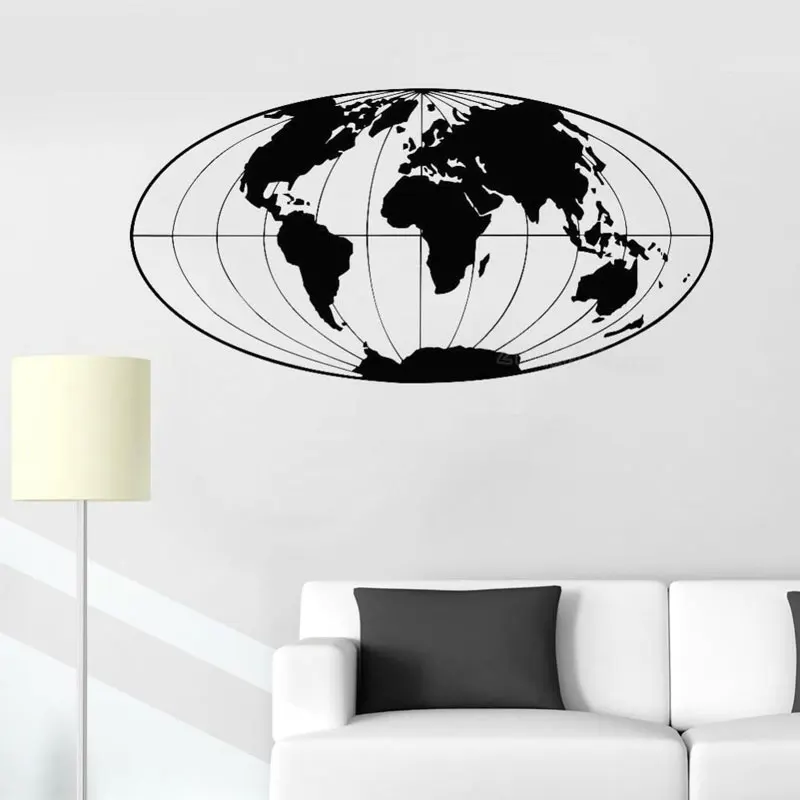 

Vinyl wall decal world map ball ellipsoid, home living room chasing wall stickers, children's room decoration DT16