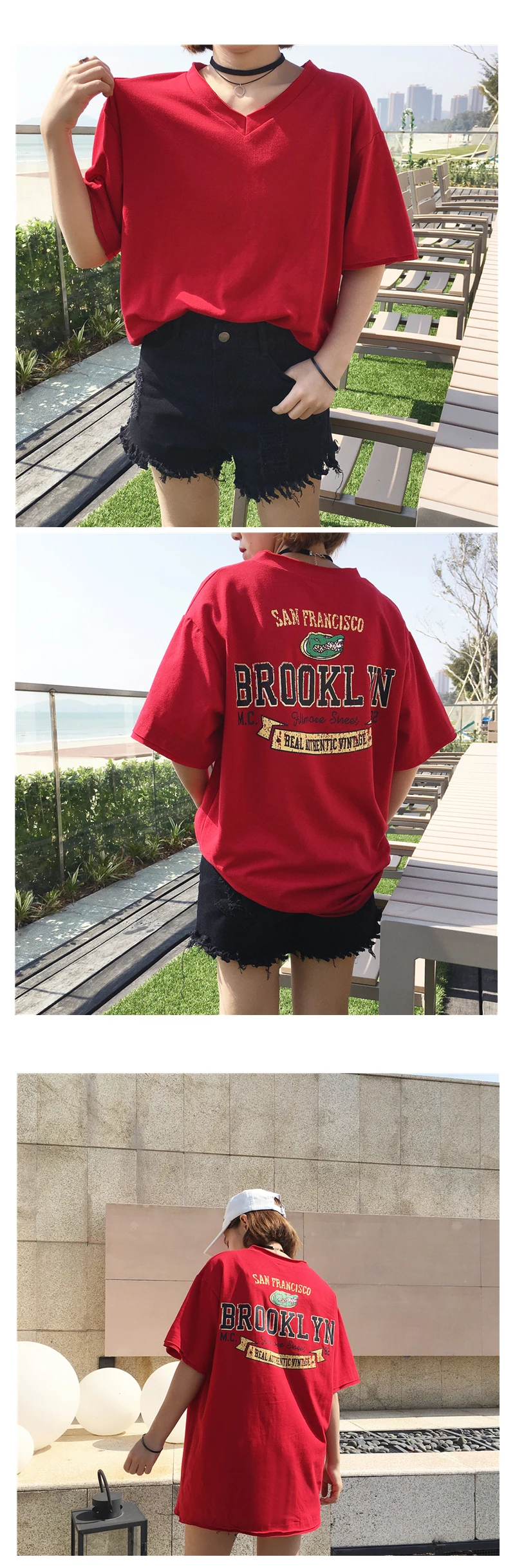 Camiseta Mujer весенне-Летняя женская футболка Топ корейский стиль Ulzzang Harajuku с буквенным принтом, футболка с коротким рукавом и v-образным вырезом