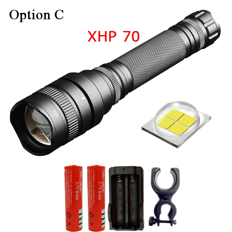 Litwod Z201515 CREE XHP70 3200lm Мощный тактический светодиодный фонарь, телескопический фонарь с зумом, мощность от аккумулятора 18650 - Испускаемый цвет: Option C