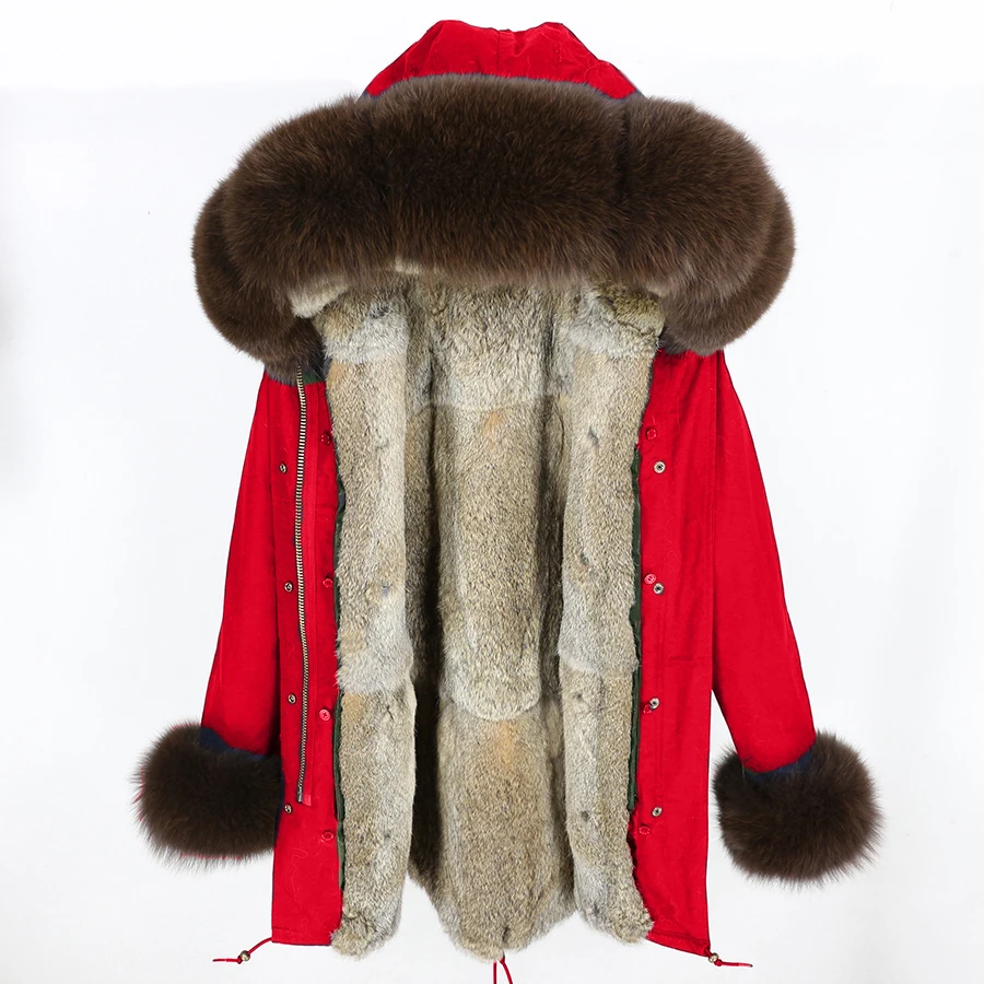 OFTBUY, зимняя женская куртка, длинная парка, Воротник из натурального Лисьего меха, капюшон, подкладка из натурального кроличьего меха, Толстая теплая парка, уличная Роскошная - Цвет: 7