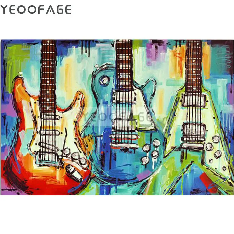 5D square Diamond painting Cross stitch kit full embroidery new guitar diy rhinestones pasted canvas | Дом и сад
