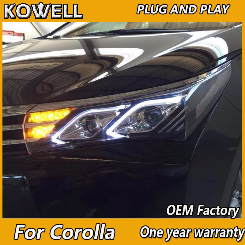 KOWELL стайлинга автомобилей для 2014 2015 2016 Новинка Corolla головной светильник Altis