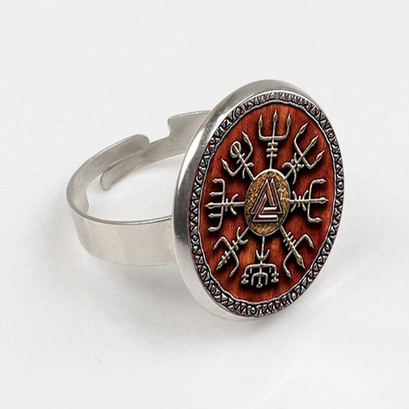 Кольцо Vegvisir Viking ювелирное изделие круглый стеклянный кабошон кольцо для мужчин