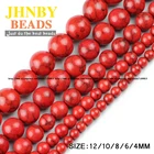 Красные Бусины JHNBY из натурального камня, круглые бусины высшего качества, 4681012 мм, браслет бижутерия ручной работы, аксессуары для творчества