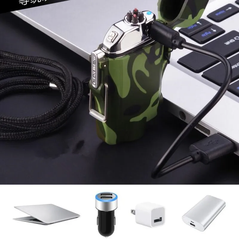 Классический водонепроницаемый USB плазменная Зажигалка двойной ветрозащитный