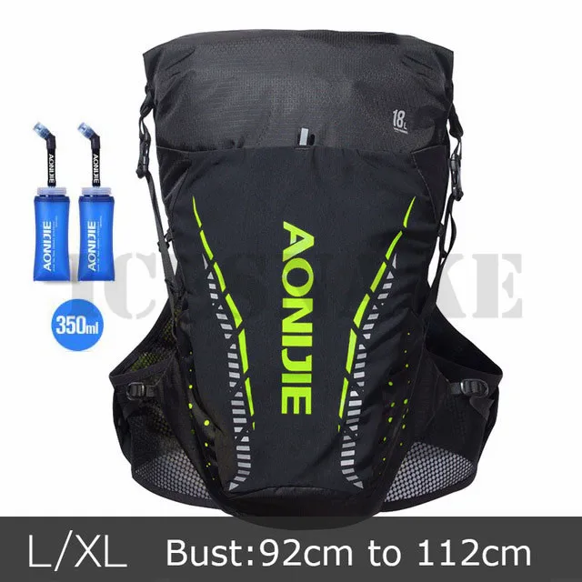 LXL Black Green Set2 AONIJIE 18L рюкзак для занятий спортом на открытом воздухе, сумка для бега, жилет для гидратации, сумка для марафона, велоспорта, пешего туризма, бега для 2L водяного пузыря - Цвет: LXL Black Green Set2
