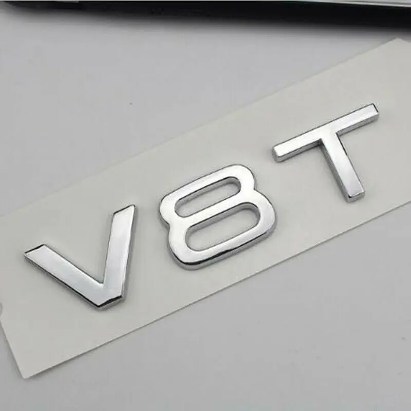 Автомобильная хромированная Серебристая эмблема V8T с буквенным значком для