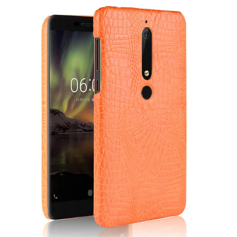 Для Nokia 6 1 2018 чехол с крокодиловым узором жесткая задняя крышка из поликарбоната и