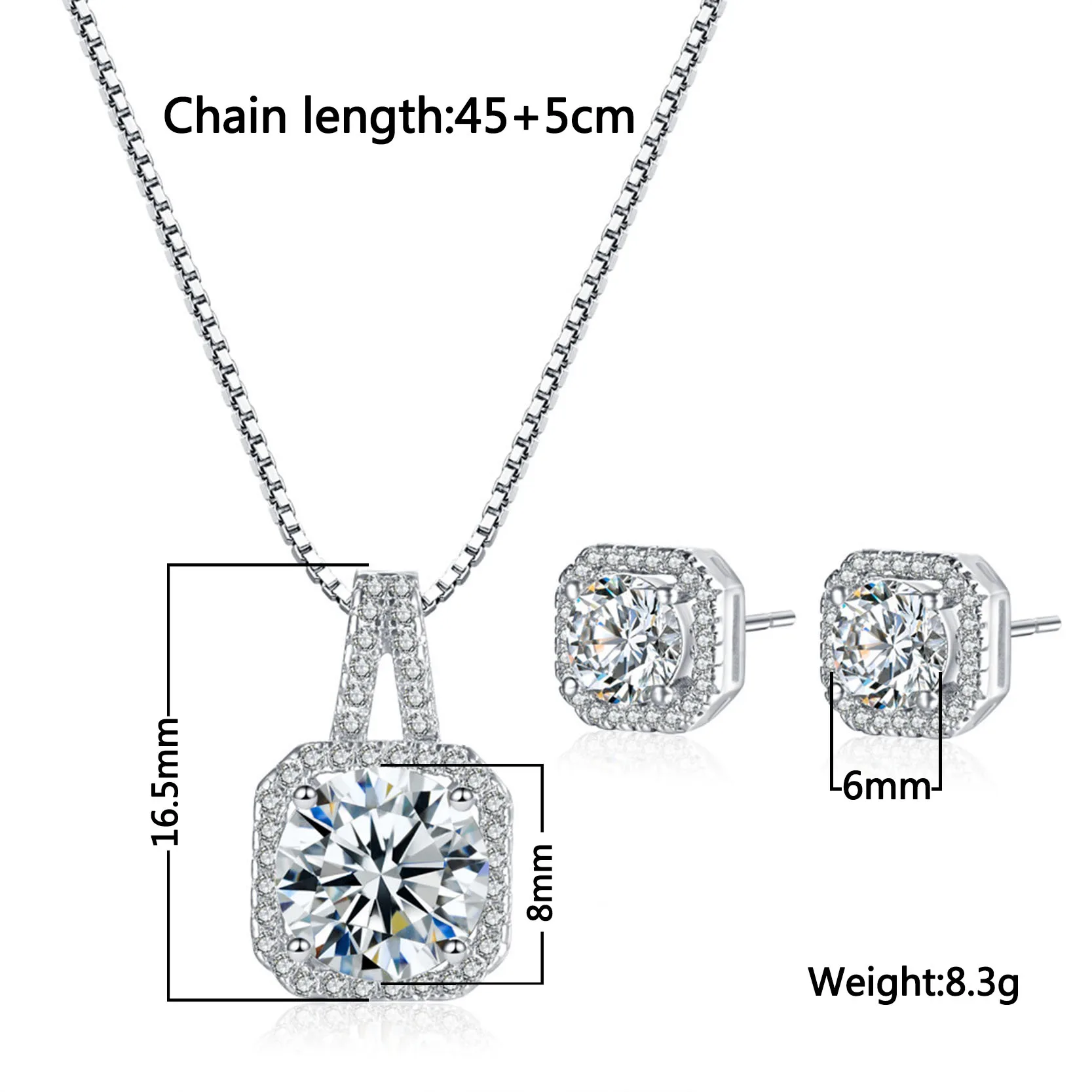 2017 Новая мода Серебряный набор украшений для женщин большой кулон колье ожерелье