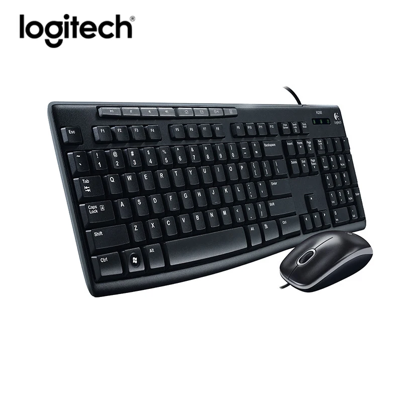 

Проводная клавиатура и мышь Logitech MK200 для ноутбука, ПК, геймера, бесшумная эргономичная оптическая мышь