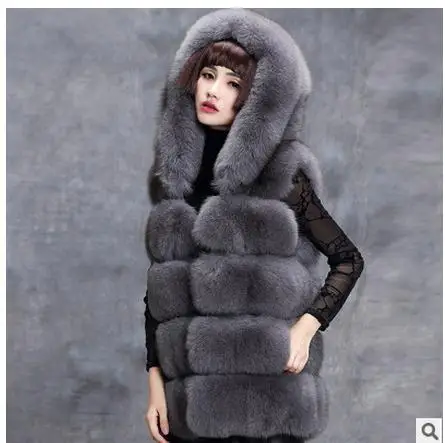 Женский Длинный жилет из искусственного лисьего меха Размеры S/6Xl|vest female|fur vestfemale