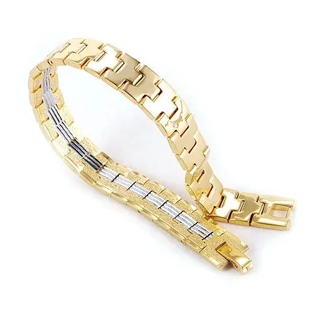 Ювелирные изделия Two tone широкий 18 К желтое золото заполнено браслет золотой