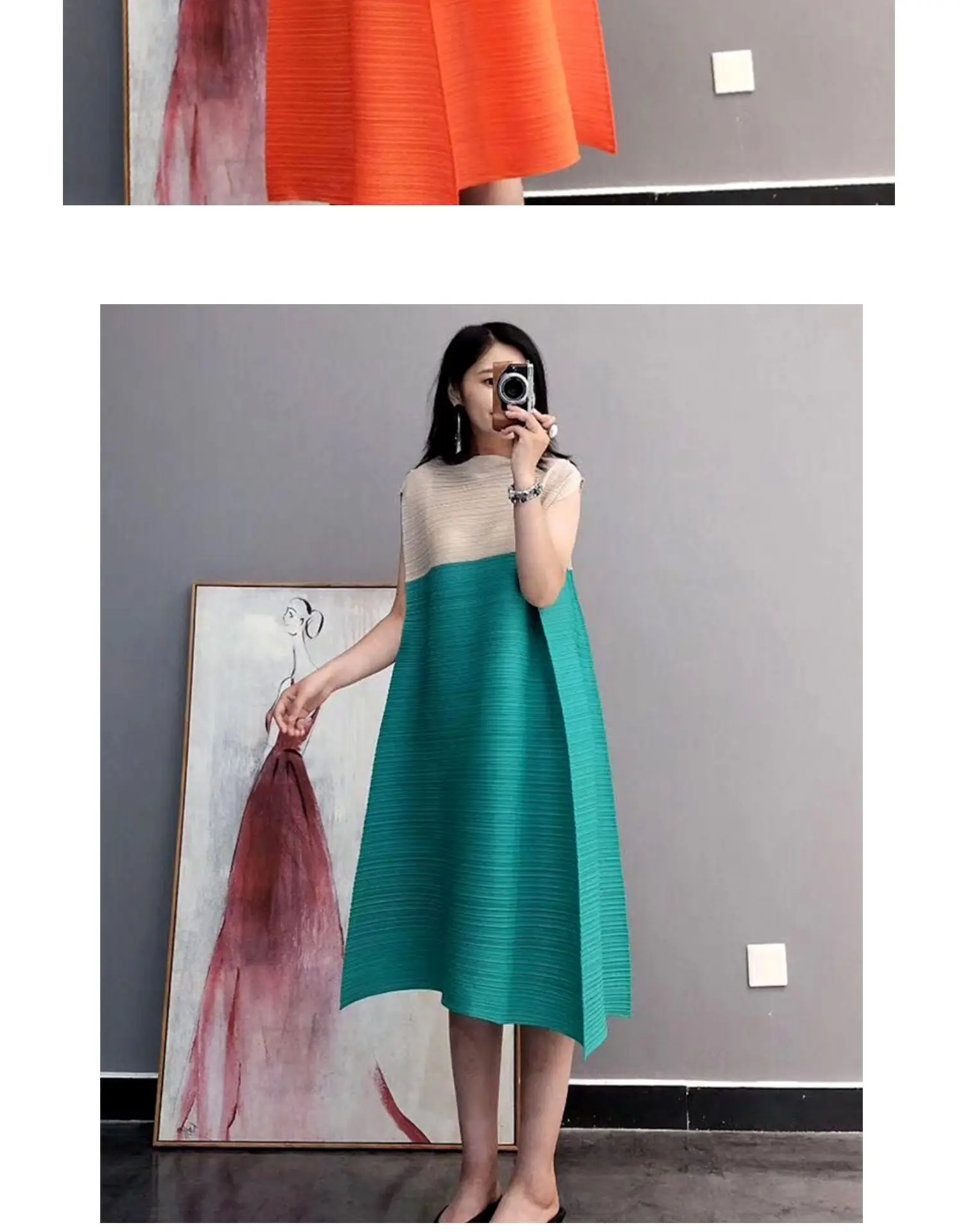 Changpleat, летняя коллекция, новое женское платье, Miyak, плиссированное, модное, цветное, подходящее, просторное с воротником-стойкой, большие размеры, женские платья трапециевидной формы