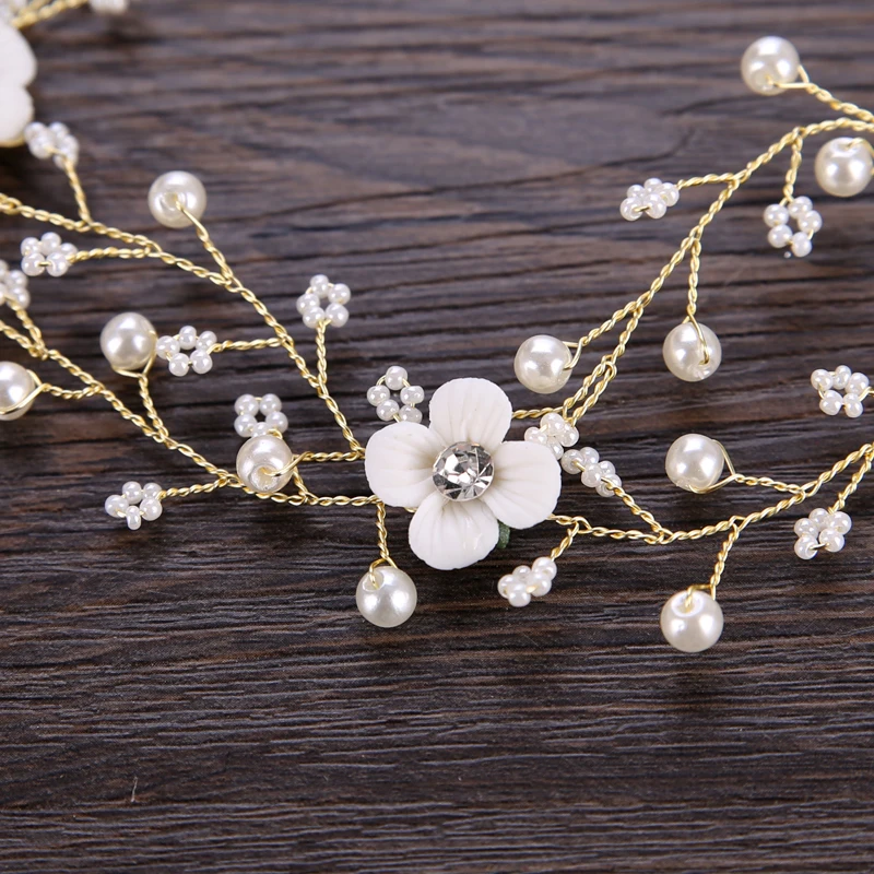 Pearl Flower Headband Wedding Hair Jewelry Bridesmaid Bride Women Accessories Head Tiara | Украшения и аксессуары