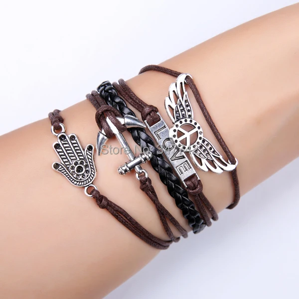 2014 Best gift most fashion infinity love bracelet bike logo wheel leather for woman | Украшения и аксессуары