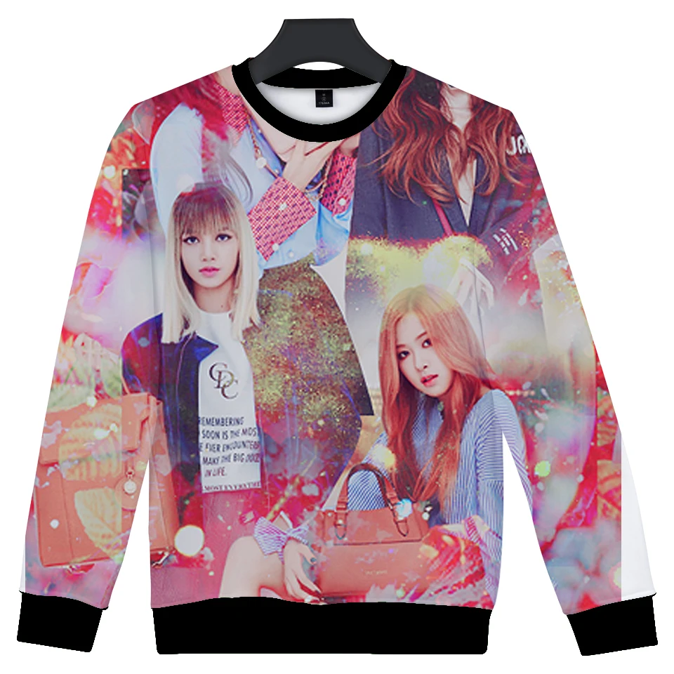 LUCKYFRIDAYF 3D BlackPink монолитным Толстовка Для женщин Для мужчин длинные рукава уличной Корея черный, розовый Autmn Костюмы