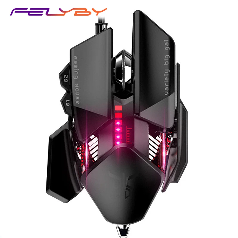FELYBY P1 Профессиональный RGB регулируемые мыши 6000 Точек на дюйм 7 кнопок оптическая