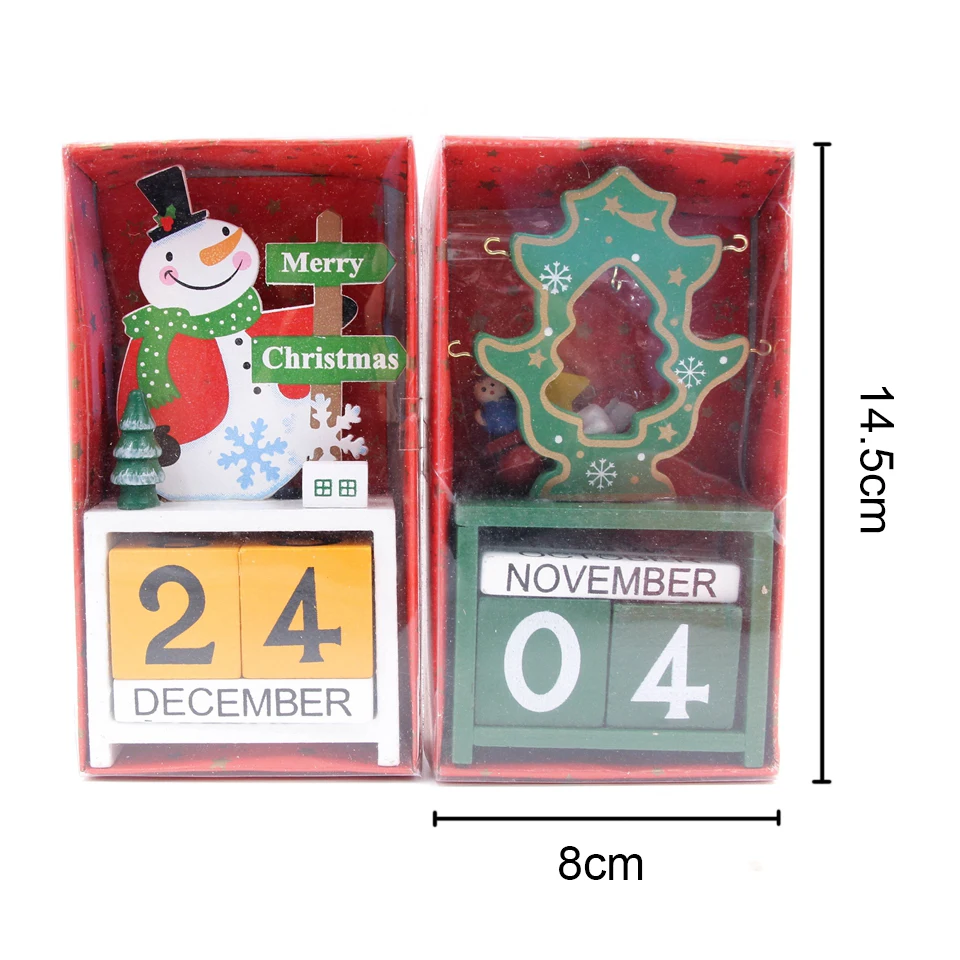 1pcs Creative Calendar Christmas Desktop Gifts Toy Decorations Wood Material Ornaments Deer Snowman Santa Claus Advent Calendars | Дом и сад