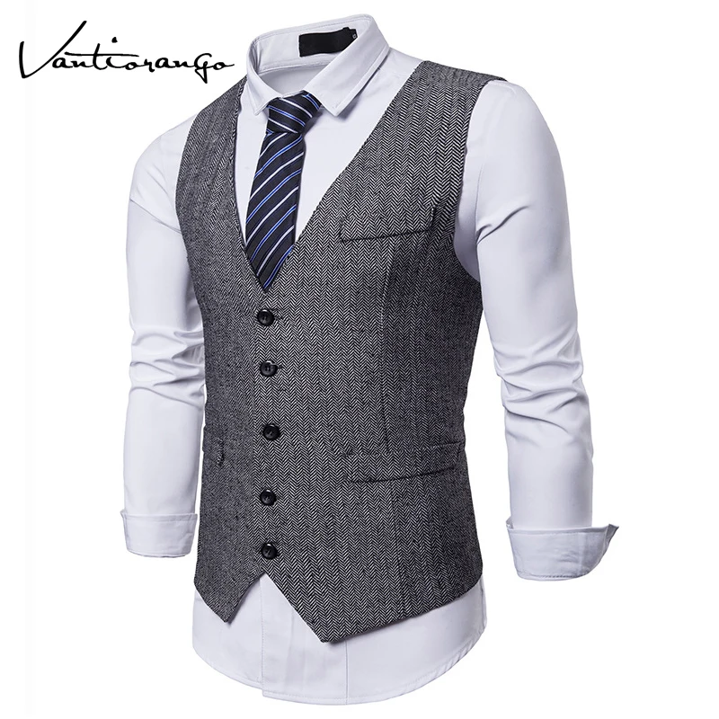 Vantiorango платье жилет Новое поступление для Для мужчин высокое качество Slim Fit Жилет