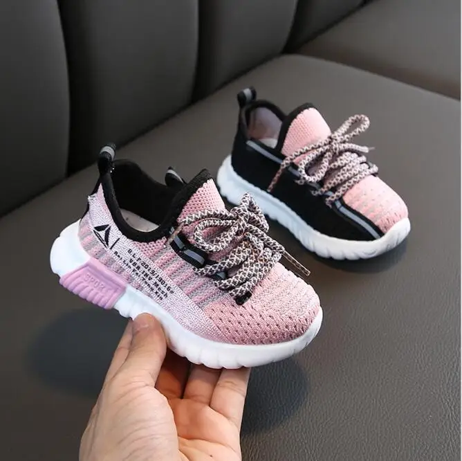 Pink Осень, Новое поступление, детская спортивная обувь для маленьких мальчиков и девочек, дышащая сетчатая Кокосовая обувь - Color: Pink