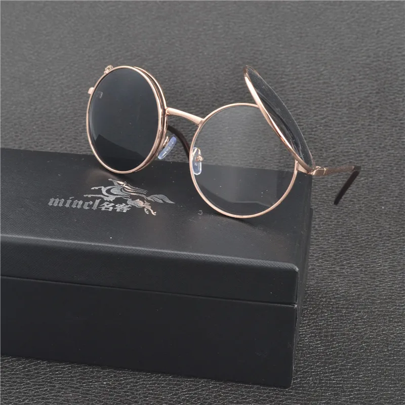 Мужские и женские солнцезащитные очки MINCL круглые в стиле панк с металлической