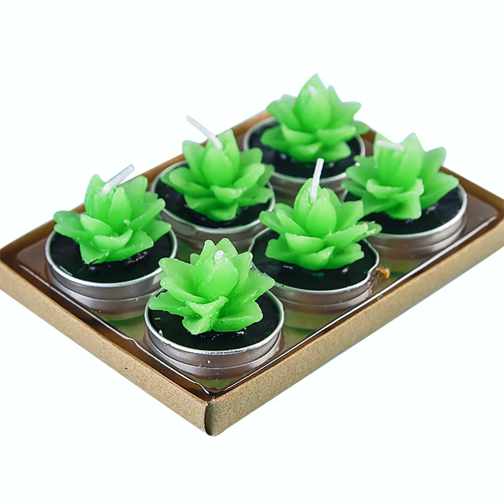 Aloe Креативный декоративный чайный светильник в виде кактуса, 6 шт., свечи на Рождество, вечерние, на день всех святых, свадебные украшения, свечи на день рождения - Цвет: Aloe