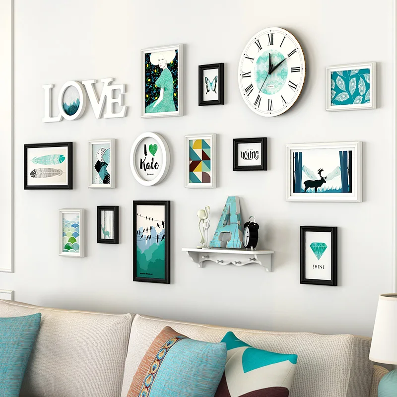 Настенная подвесная фоторамка в романтическом стиле набор из 13 деревянных рамок